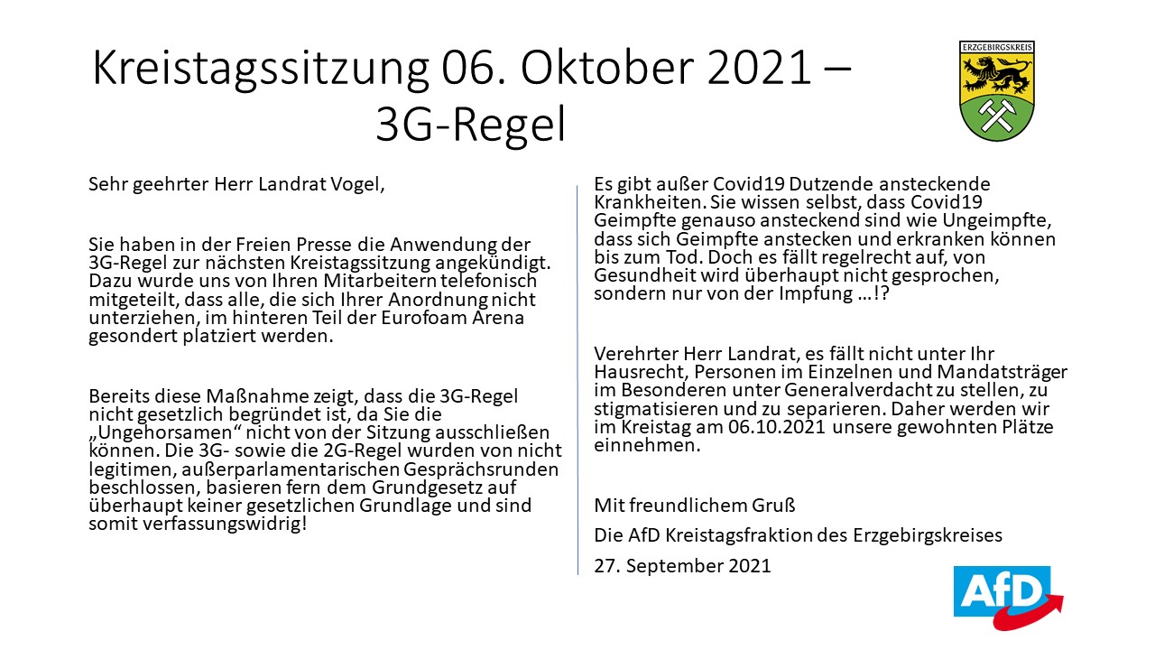 2021 09 27 Anschreiben Landrat 3G Regel